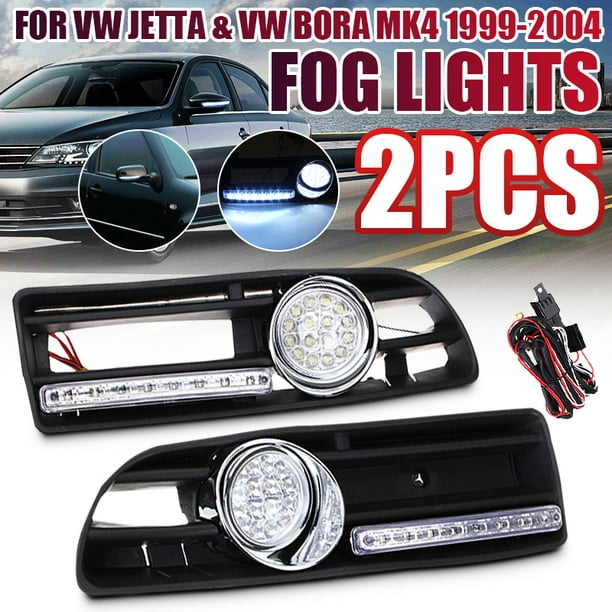 Car BUMPER GRILLE FOG LIGHT LED LAMP Fit FOR VW JETTA BORA MK4 99-04 2X 